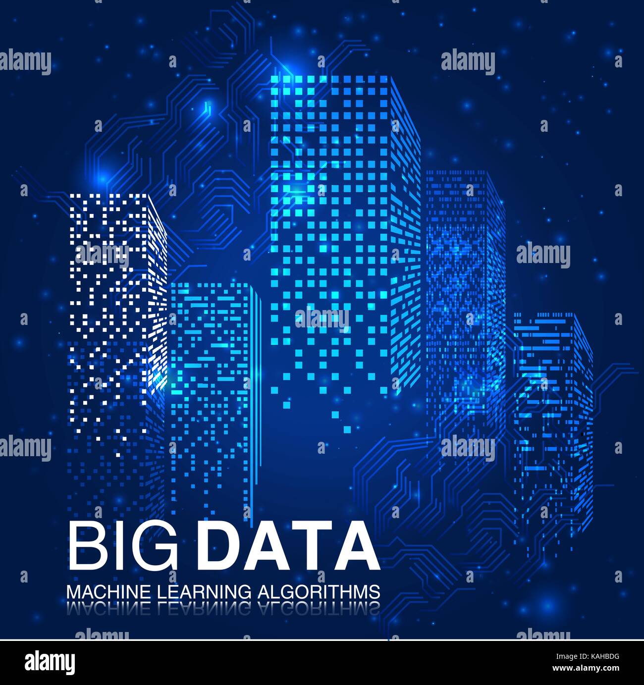 BIG DATA Machine Learning Algorithms. Analysis of Information Minimalistic Infographics Design. Science Technology Background. Vector Illustration. Stock Vector