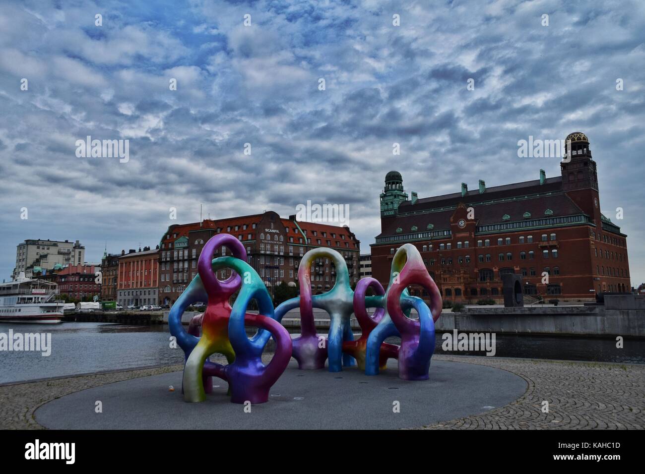 Spectral self container sculpture, Malmo Stock Photo
