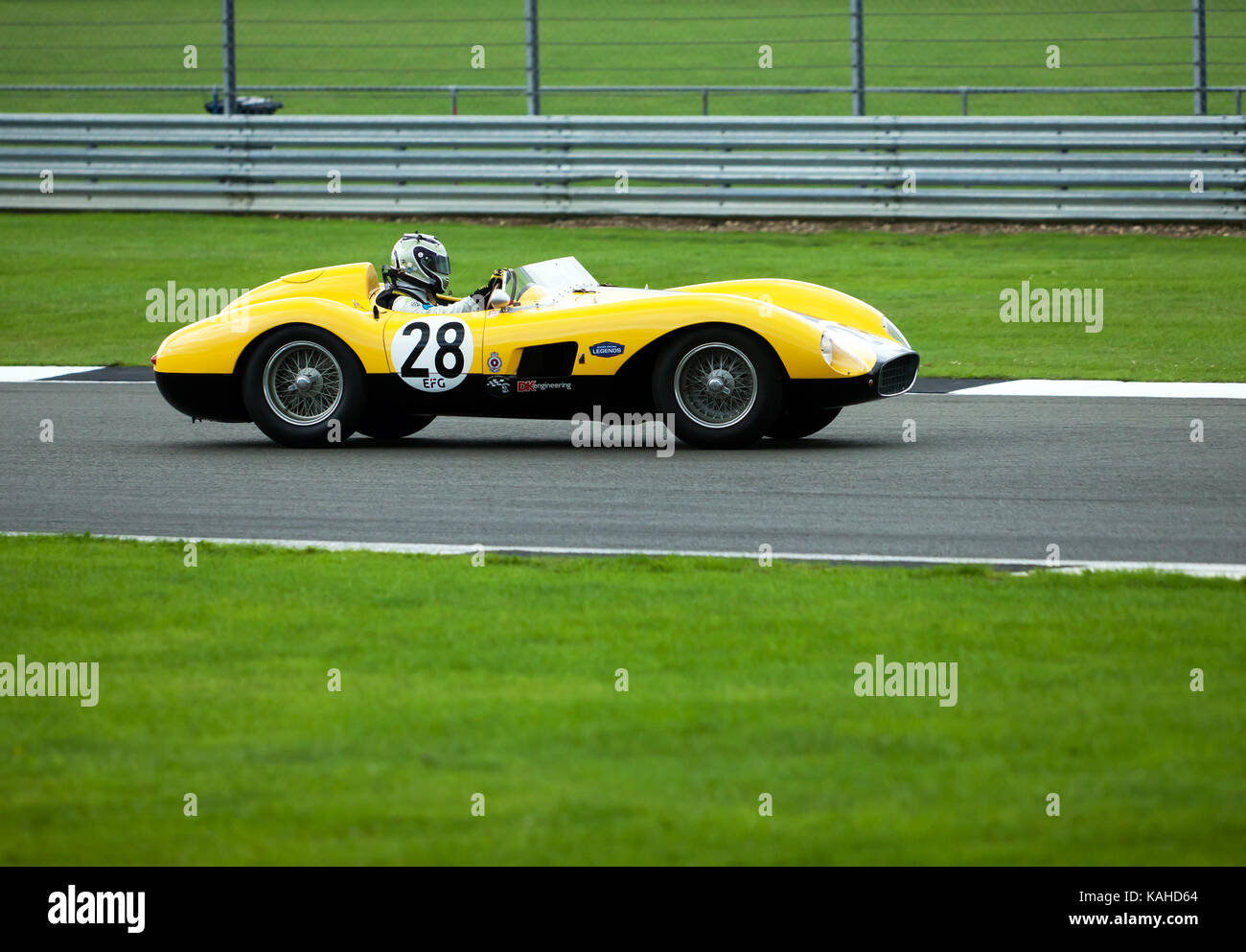 David Cottingham driving his 1956, Ferrari 500 TRC  in the RAC Woodcote Trophy for Pre '56 Sports Cars, at the 2017 Silverstone Classic Stock Photo