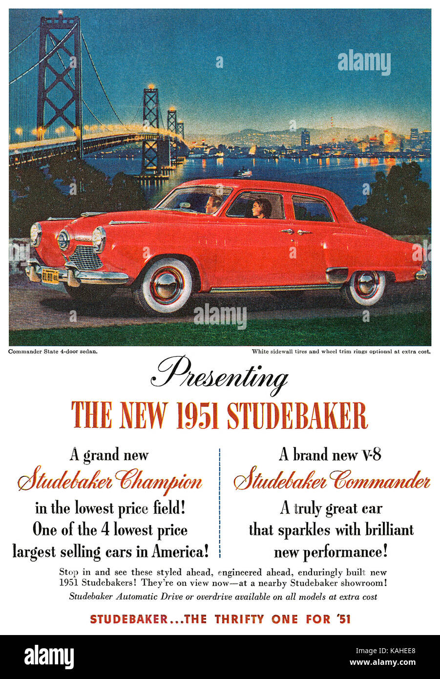 1950 U.S. advertisement for the 1951 Studebaker automobile. Stock Photo