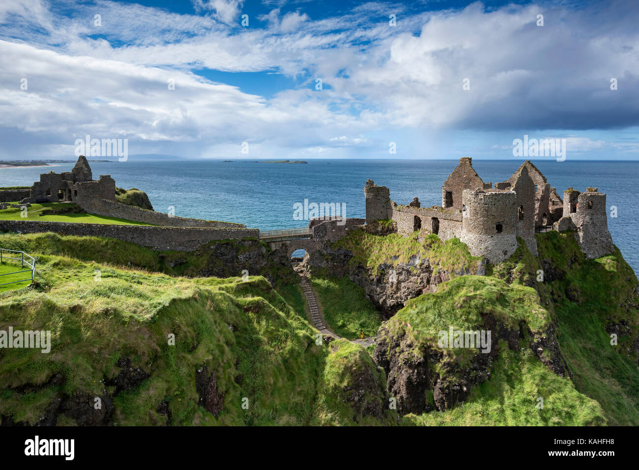 Dunluce Castle on the Atlantic Coast, Portrush, County Antrim, Northern Ireland Stock Photo