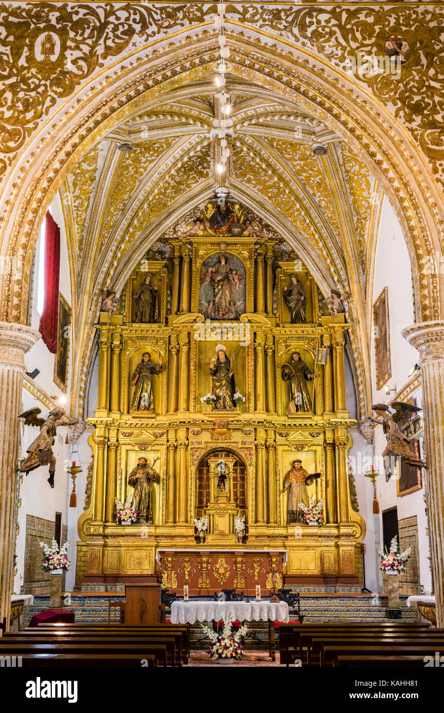 High Altar, Convento de Santa Chiara, Carmona, Province of Seville, Andalusia, Spain Stock Photo