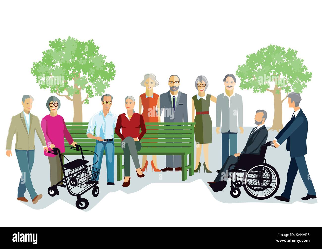 Group of families, Generation together, illustration Stock Vector