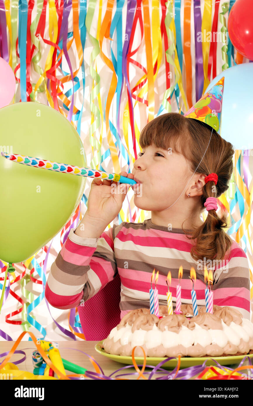 happy little girl birthday party Stock Photo Alamy