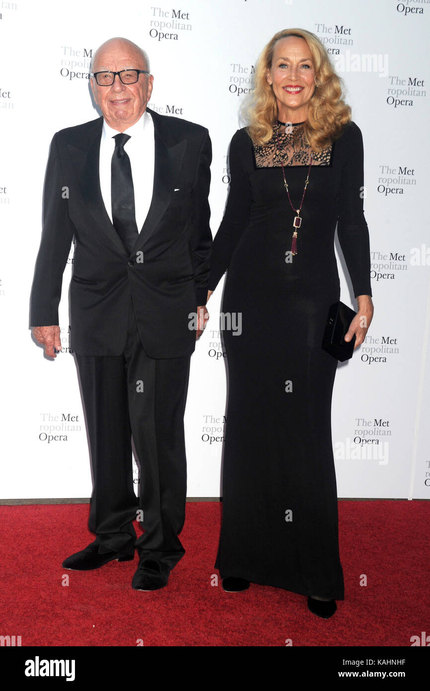 Rupert Murdoch and Jerry Hall attend the 2017 Metropolitan Opera Opening Night at The Metropolitan Opera House on September 25, 2017 in New York City. Stock Photo