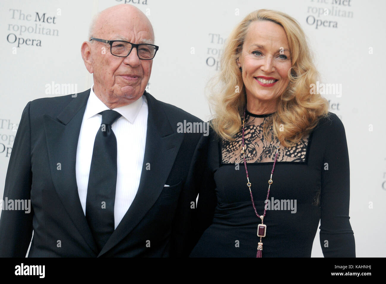 Rupert Murdoch and Jerry Hall attend the 2017 Metropolitan Opera Opening Night at The Metropolitan Opera House on September 25, 2017 in New York City. Stock Photo