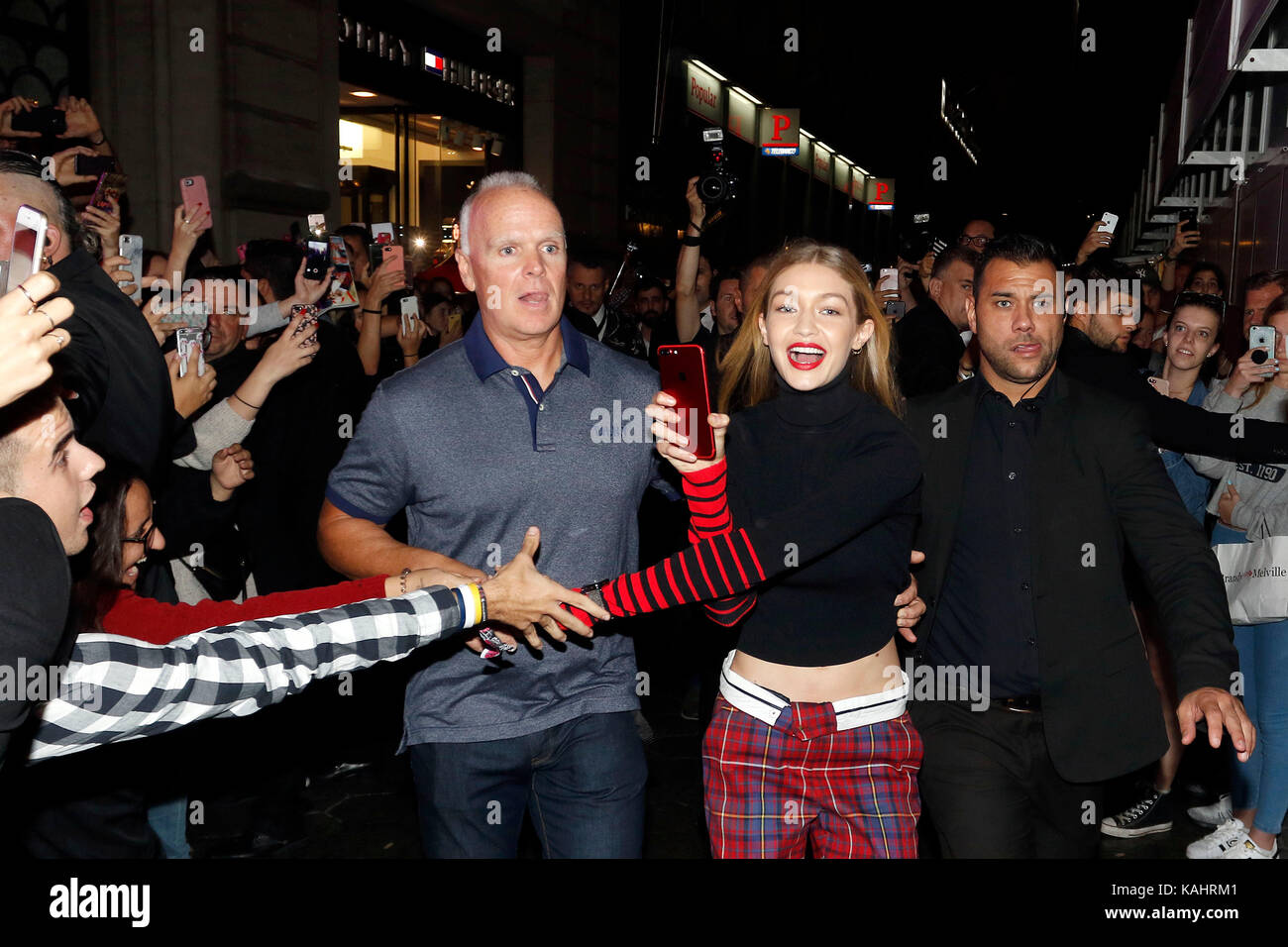 Barcelona, Spain. 26th Sep, 2017. Model Gigi Hadid during an act of the  signature "Tommy Hilfiger"