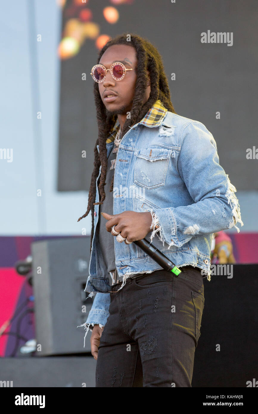 Las Vegas, Nevada, USA. 23rd Sep, 2017. TAKEOFF (KIRSHNIK KHARI BALL) of  Migos during the iHeartRadio Daytime Village in Las Vegas, Nevada Credit:  Daniel DeSlover/ZUMA Wire/Alamy Live News Stock Photo - Alamy