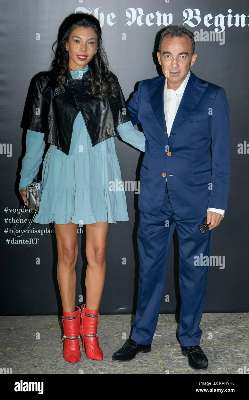 Milan, Italy. 25th Sep, 2017. Milan Event Vogue Italy The New Beginning. Pictured Arrivals: Patricia Bedoya and Antonio Gallo Credit: Independent Photo Agency/Alamy Live News Stock Photo