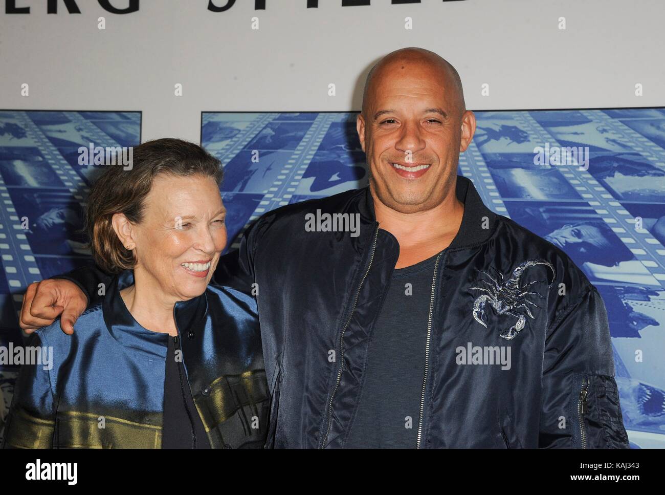 Los Angeles, CA, USA. 26th Sep, 2017. Delora Vincent, Vin Diesel at arrivals for HBO's Documentary Film SPIELBERG Premiere, Paramount Studios, Los Angeles, CA September 26, 2017. Credit: Elizabeth Goodenough/Everett Collection/Alamy Live News Stock Photo