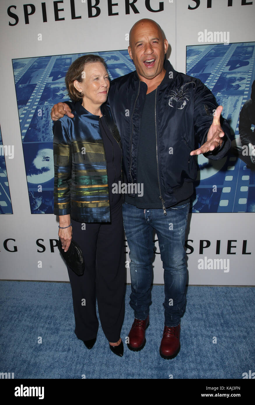 Hollywood, California, USA. 26th Sep, 2017. Delora Vincent, Vin Diesel, at HBO'S DOCUMNETARY FILMS SPIELBERG LA PREMIERE at Paramount Studios on September 26, 2017 in Los Angeles, California. Credit: Faye Sadou/Media Punch/Alamy Live News Stock Photo