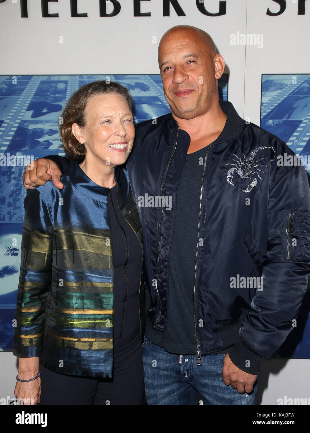 Hollywood, California, USA. 26th Sep, 2017. Delora Vincent, Vin Diesel, at HBO'S DOCUMNETARY FILMS SPIELBERG LA PREMIERE at Paramount Studios on September 26, 2017 in Los Angeles, California. Credit: Faye Sadou/Media Punch/Alamy Live News Stock Photo