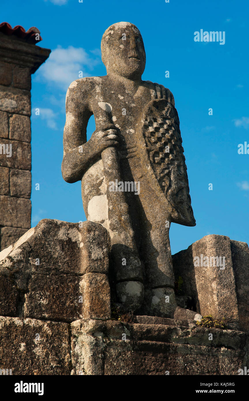 Church of San Benito, Protective warriors called 'Los Balboa', Cambados, Pontevedra province, Region of Galicia, Spain, Europe Stock Photo