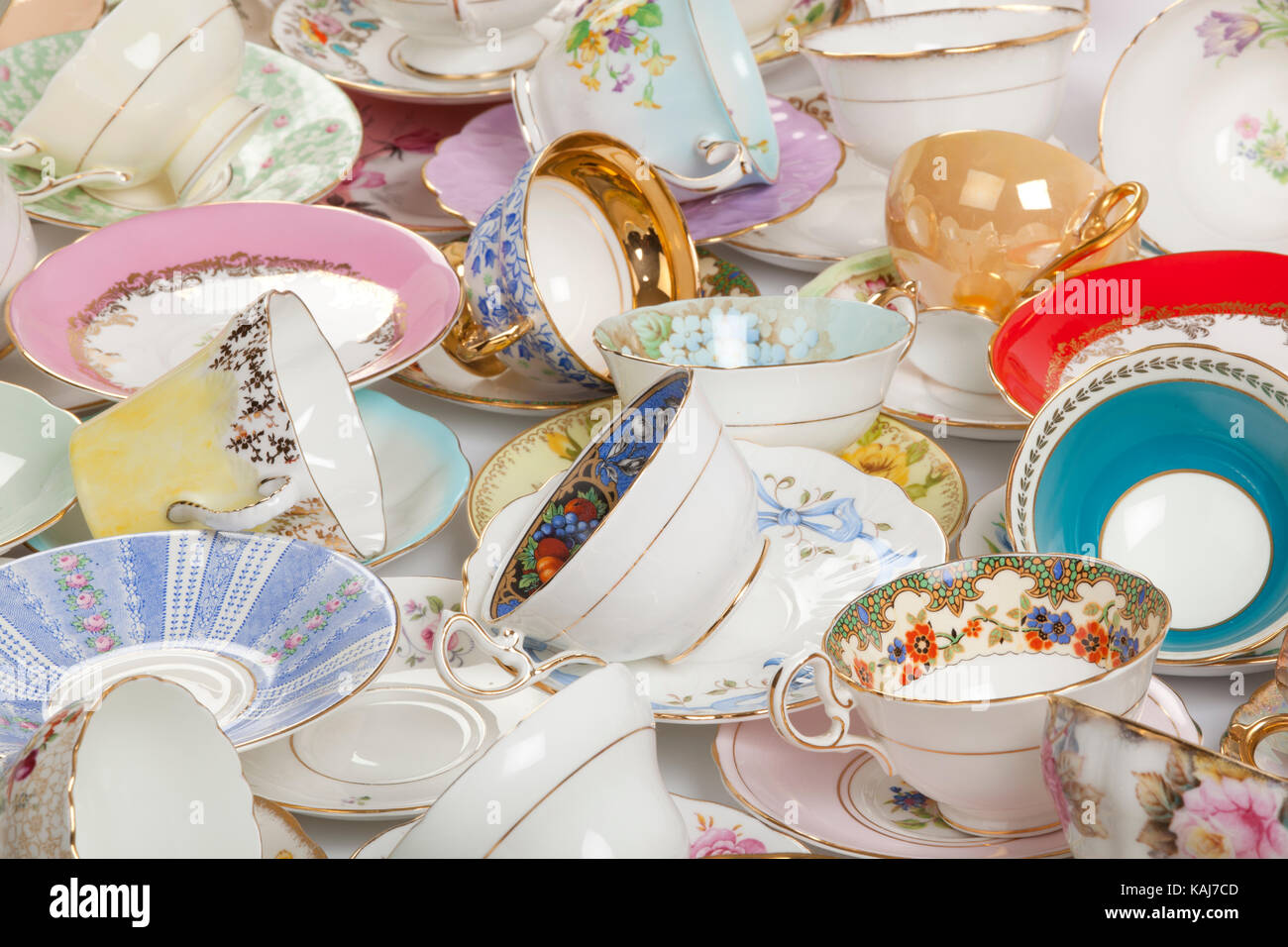Antique teacups Stock Photo