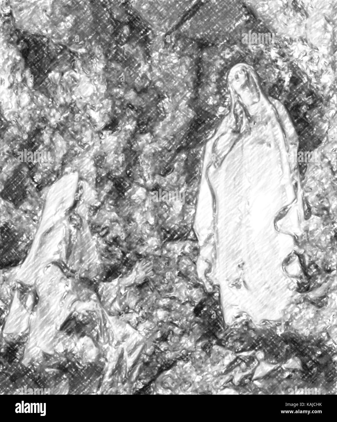 Representation of the apparitions of the Blessed Virgin Mary in the grotto at Lourdes Stock Photo