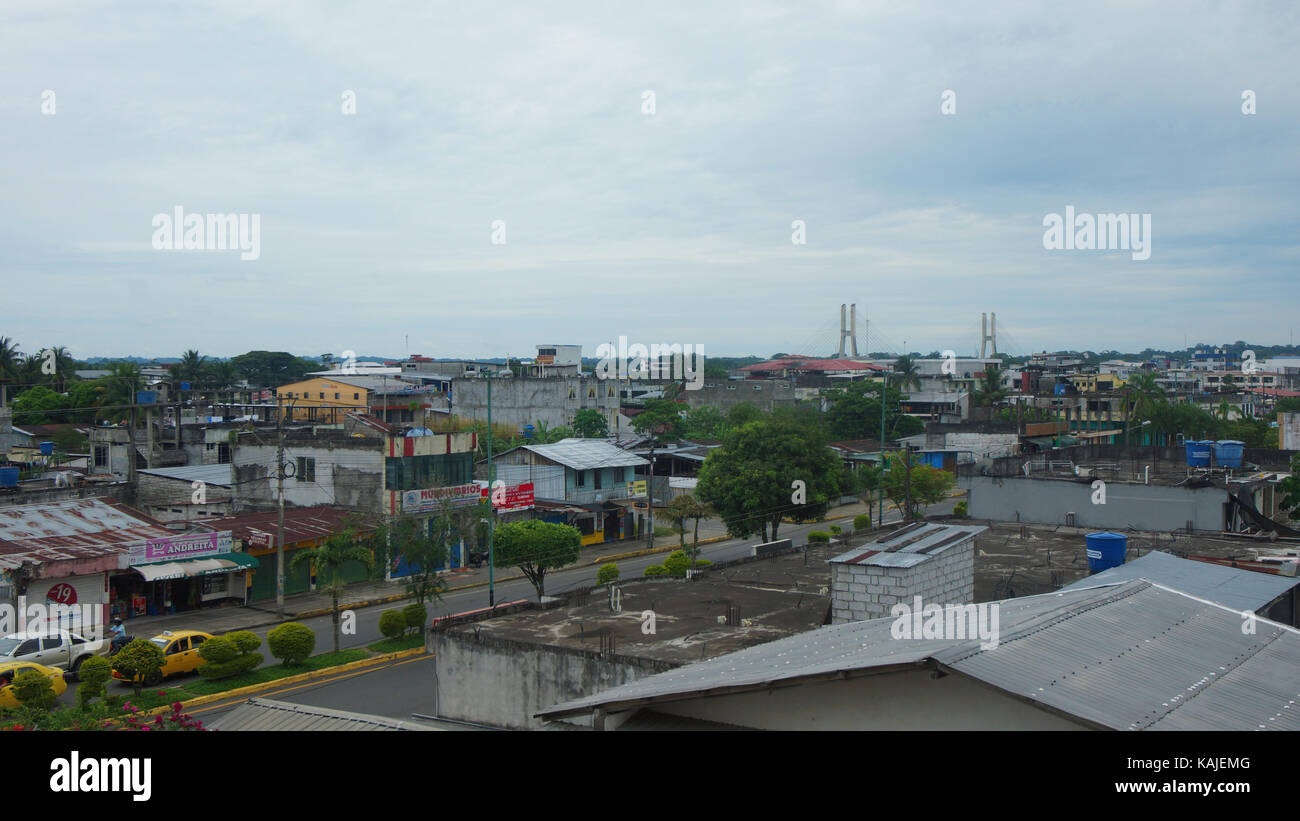 Puerto Francisco de Orellana, Orellana / Ecuador - September 22 2017: Aerial view of the city on cloudy day Stock Photo