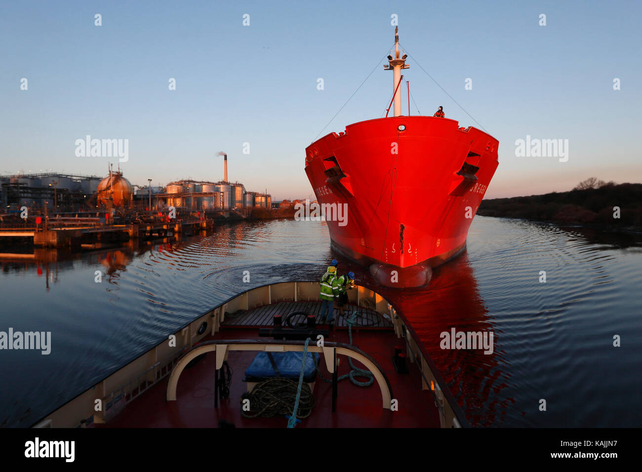 'Bregen' on the Manchester Ship Canal in NE England on April 2, 2013. Stock Photo
