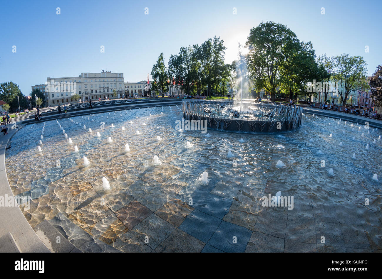Fountain at Liewski (Lituanian) Square, Lublin, Poland Stock Photo