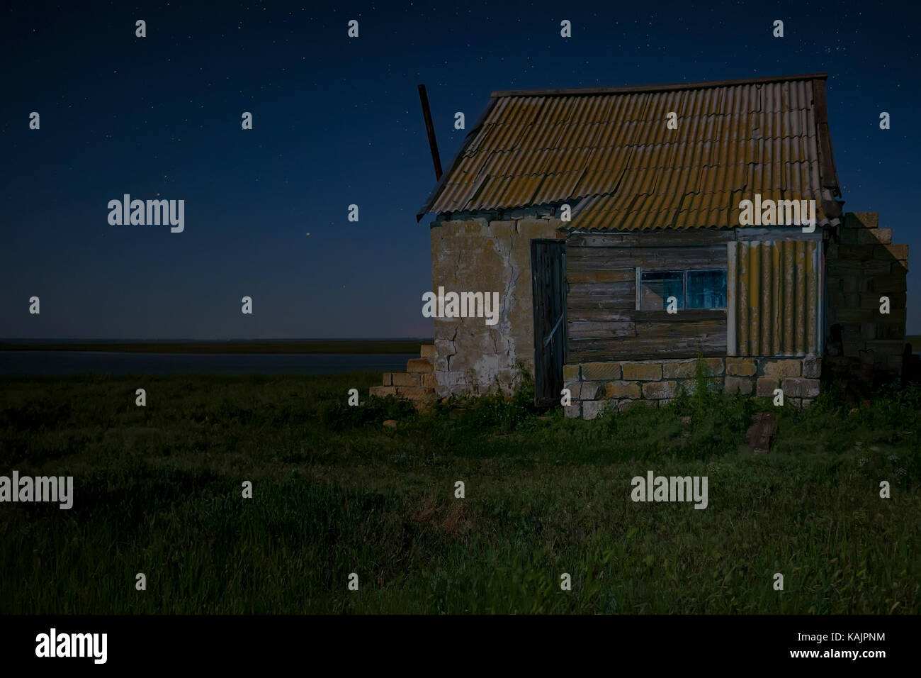 Night Landscape With Abandoned Spooky House Stock Photo 161452864