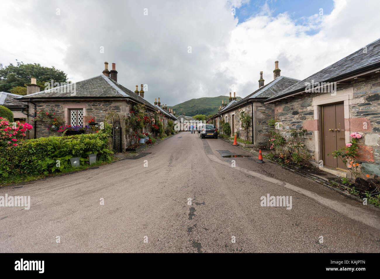 Typical houses in Luss with plenty of flowers, on the west bank of Loch