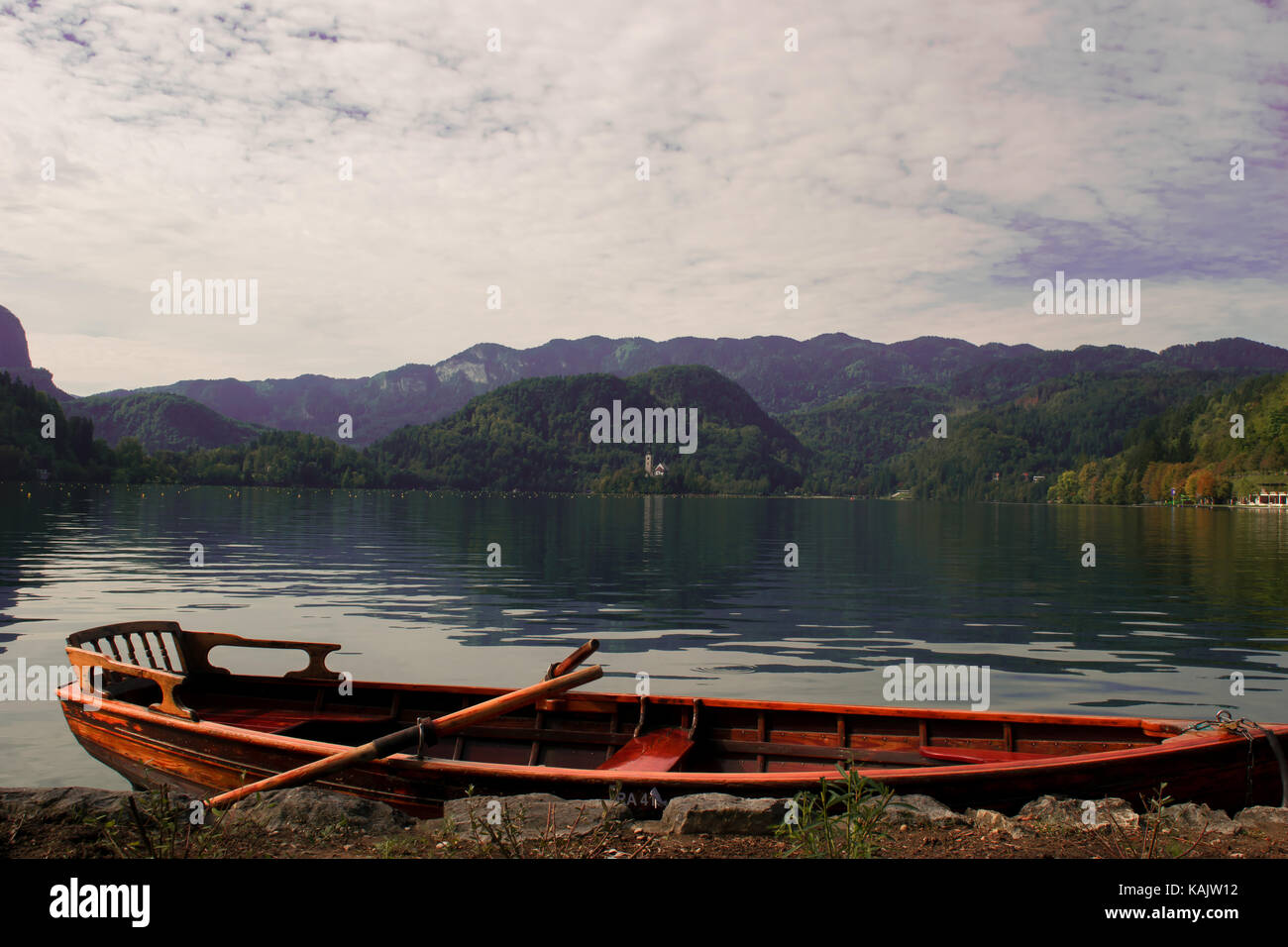 Boat on Bled Lake Stock Photo Alamy