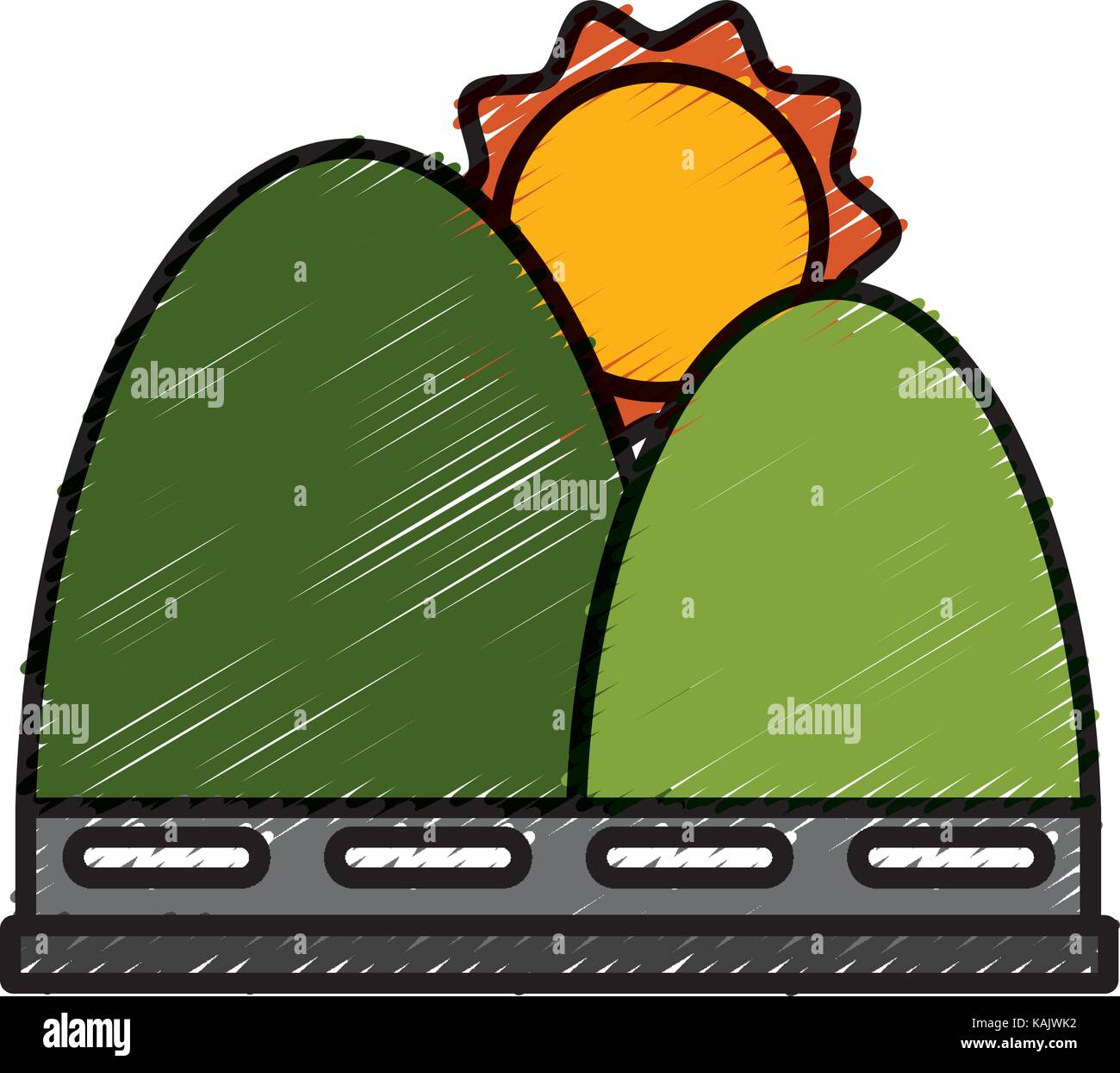 Sun and mountains symbol Stock Vector Image & Art - Alamy