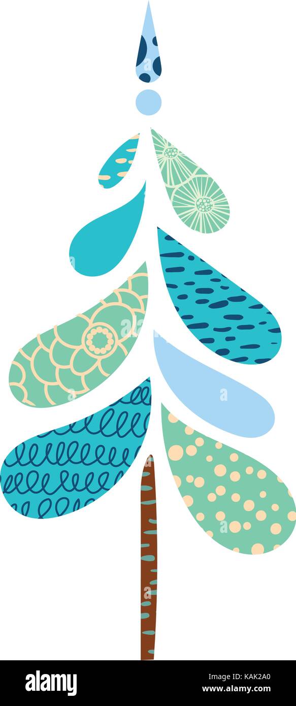 Vintage Christmas tree isolated white background Stock Vector Image