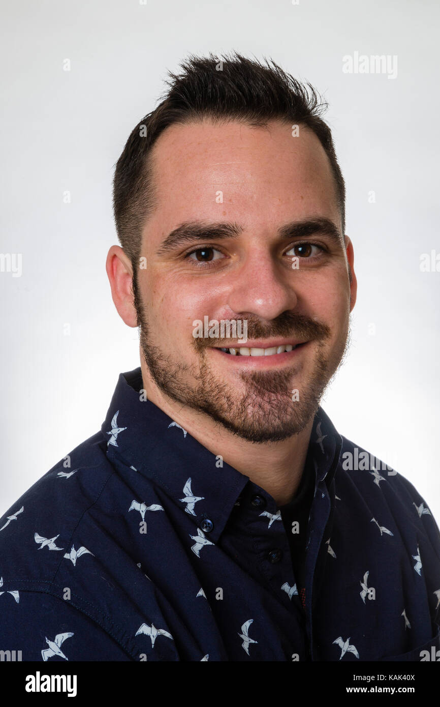 Young trendy American man with spiky hair Stock Photo