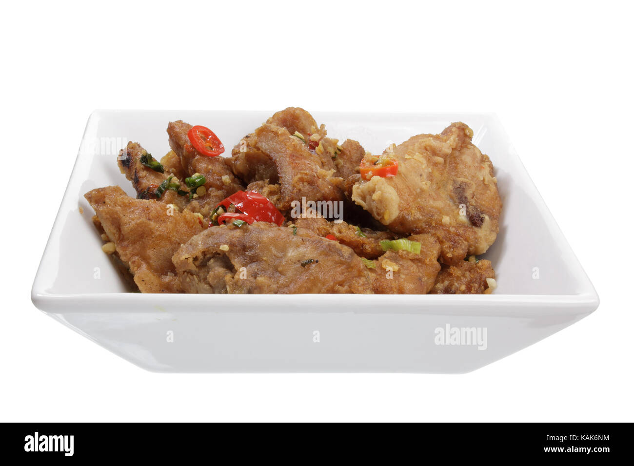 Chinese Fried Spare Ribs on White Background Stock Photo