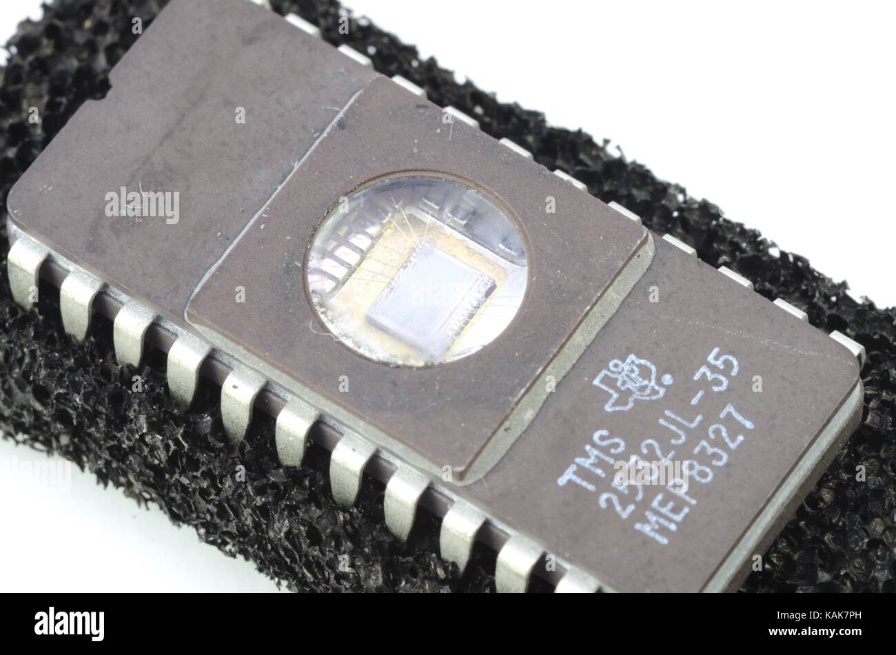 Macro shot of EPROM silicon chip Stock Photo