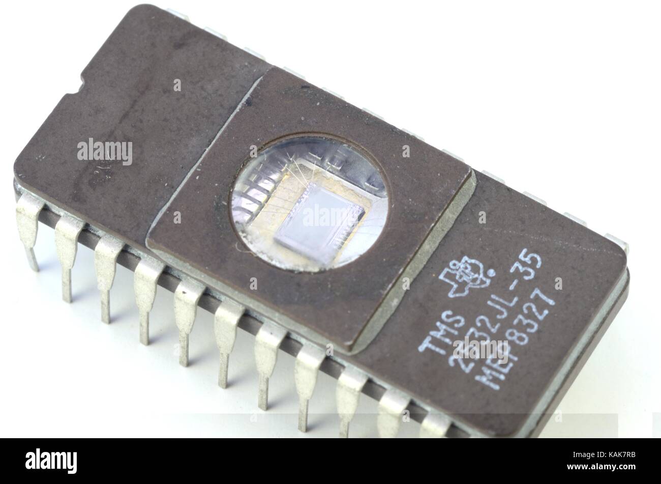 Macro shot of EPROM silicon chip Stock Photo