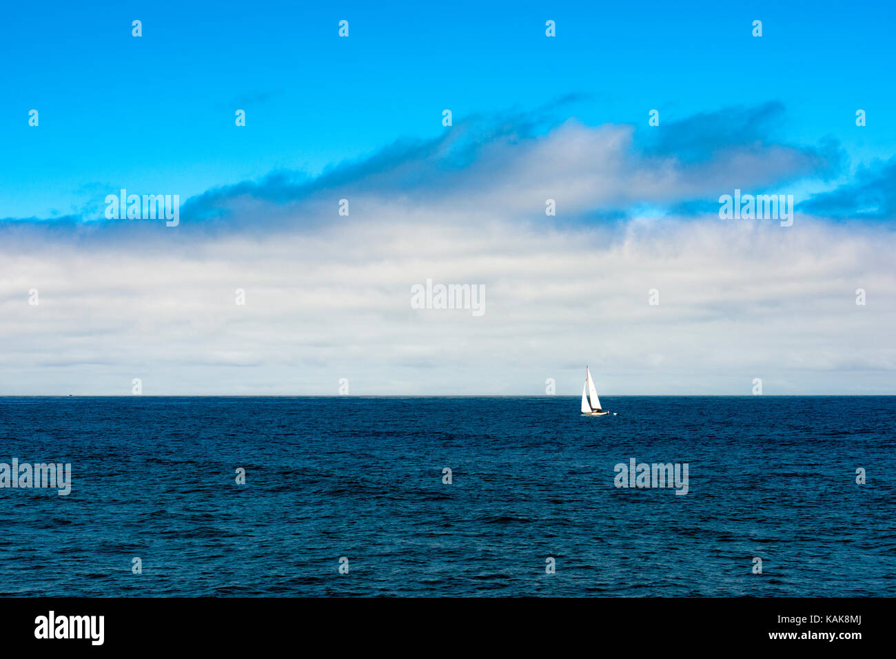 Sailboat, on Horizon, off Ocean Beach, San Diego, California, USA Stock Photo