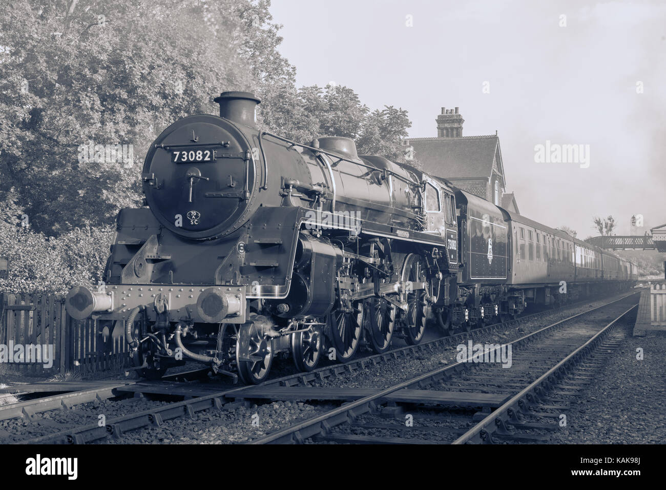 Black and White of locomotive Stock Photo