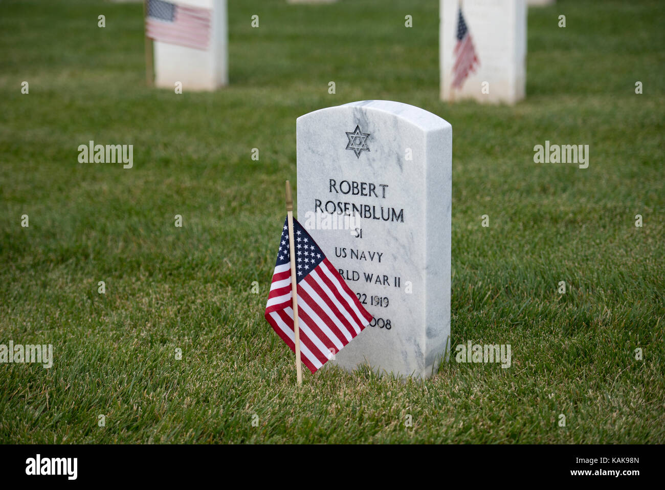 Grave of Robert Rosenblum, Fort Rosecrans National Cemetery, San Diego, California, USA Stock Photo