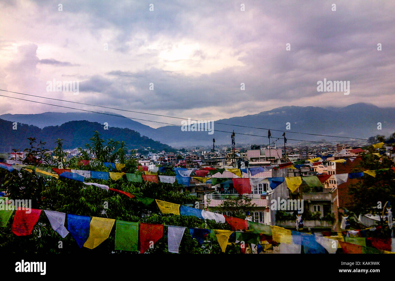 Kathmandu Cityscape looking towards the Himalayas Stock Photo