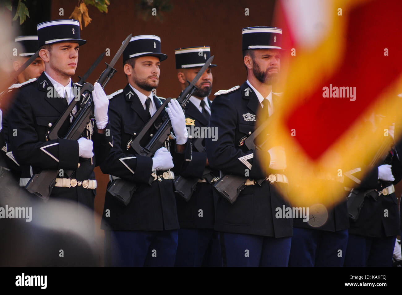 Parade under arms at Bichat Gendarmery Barracks , Lyon, France Stock ...
