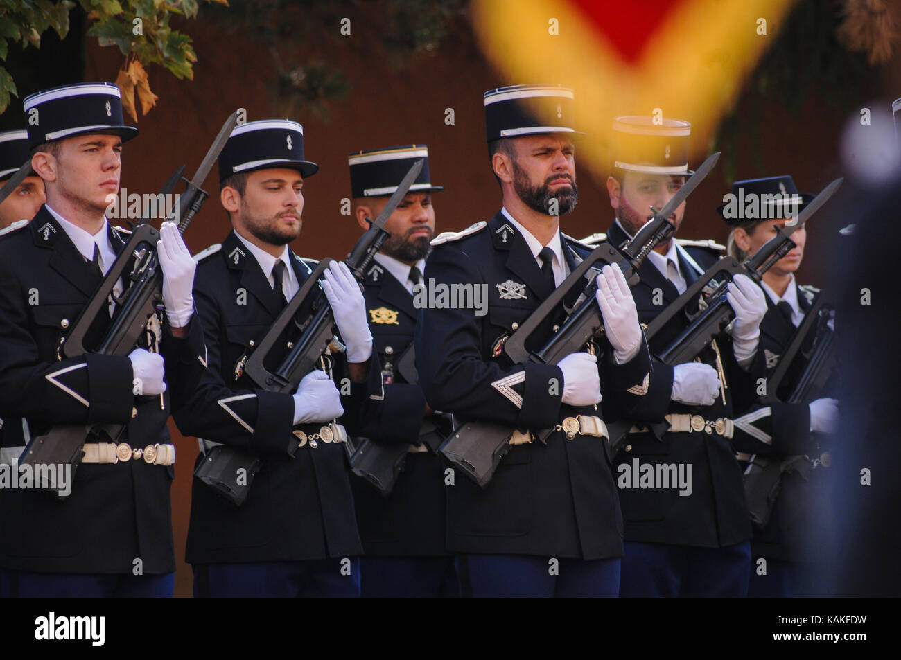 Parade under arms at Bichat Gendarmery Barracks , Lyon, France Stock ...