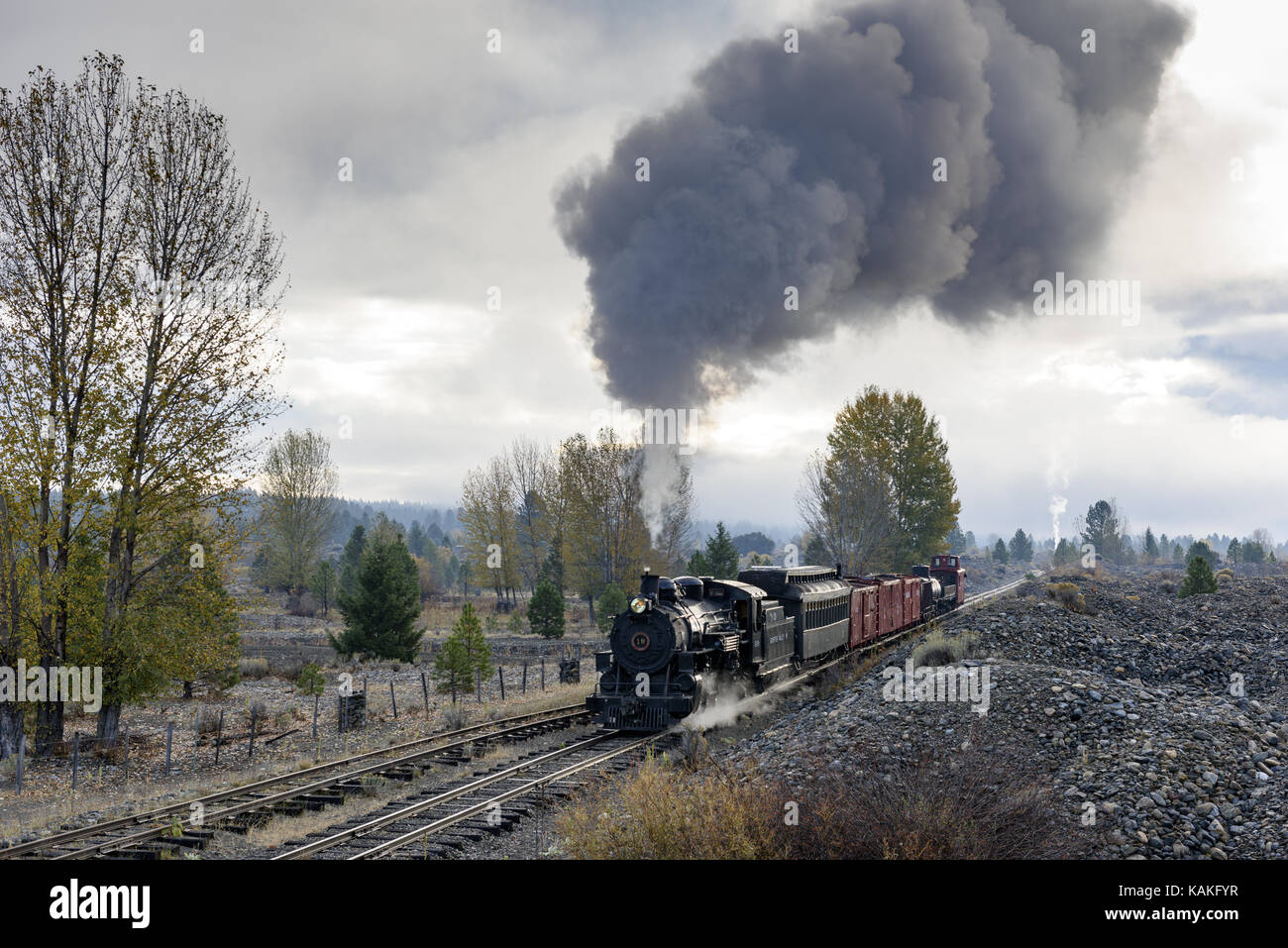 EDITORIAL, 18 October 2015, Historic Steam Trains and Heritage Railroad of the Sumpter Valley Railway or Railroad, Sumpter Oregon Stock Photo