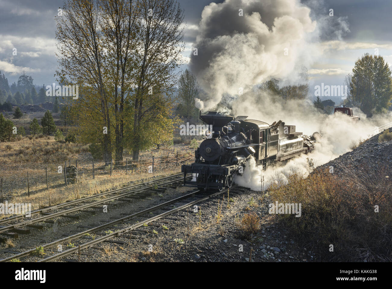 EDITORIAL, 18 October 2015, Historic Steam Trains and Heritage Railroad of the Sumpter Valley Railway or Railroad, Sumpter Oregon Stock Photo