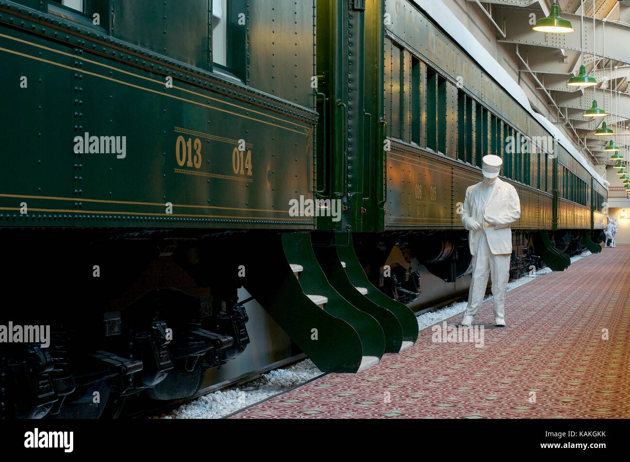 Passenger train cars part of The Crowne Plaza Hotel in Indianapolis