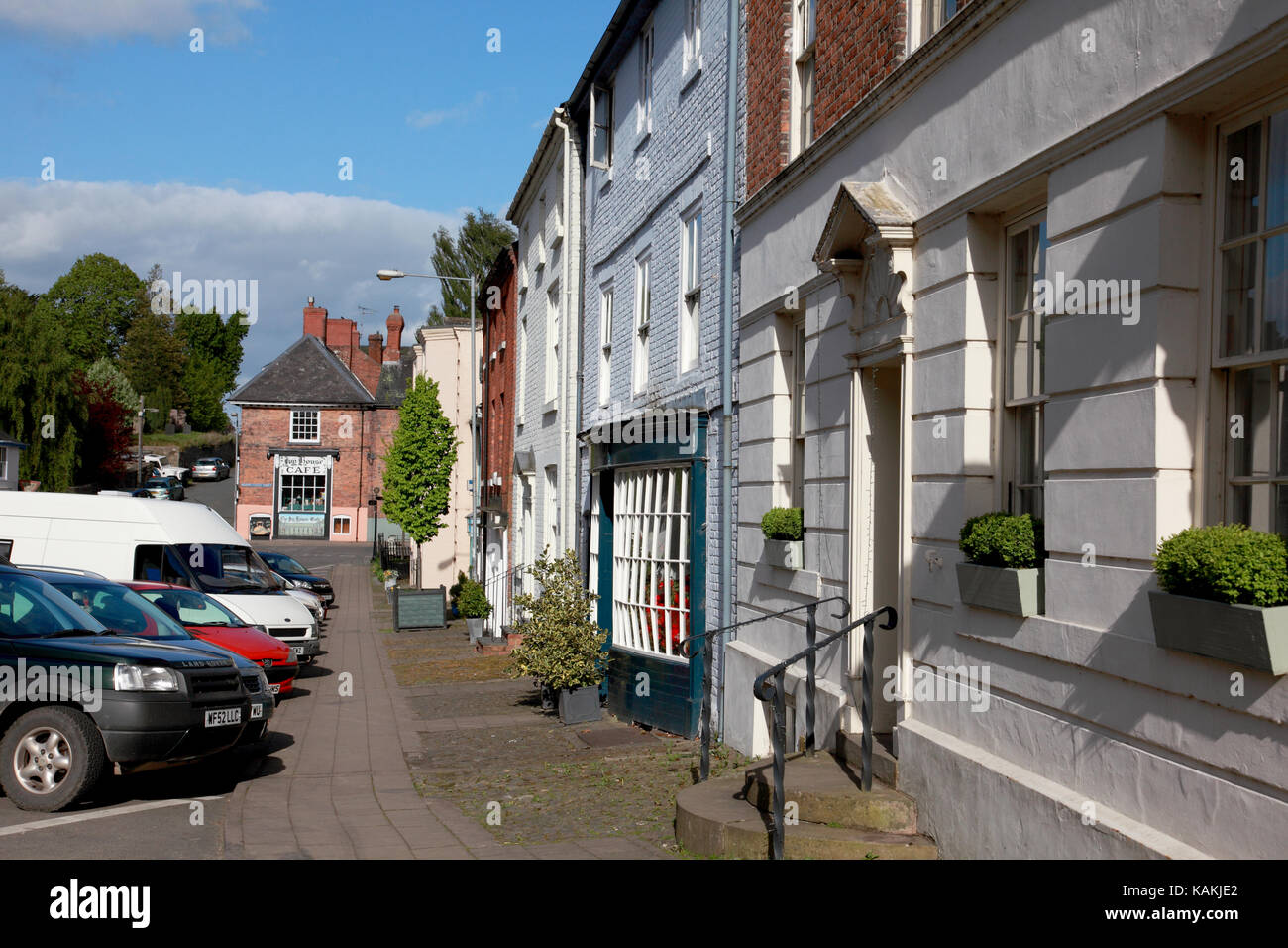 Broad Street, Montgomery, a small town on the Welsh border amid the Shropshire hills Stock Photo
