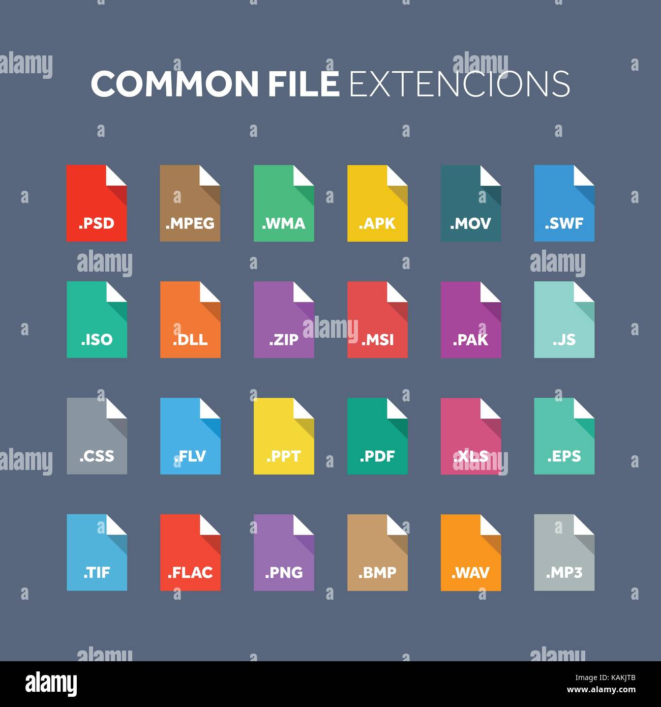 Flat style icon set. Source code, programming file type, extension ...