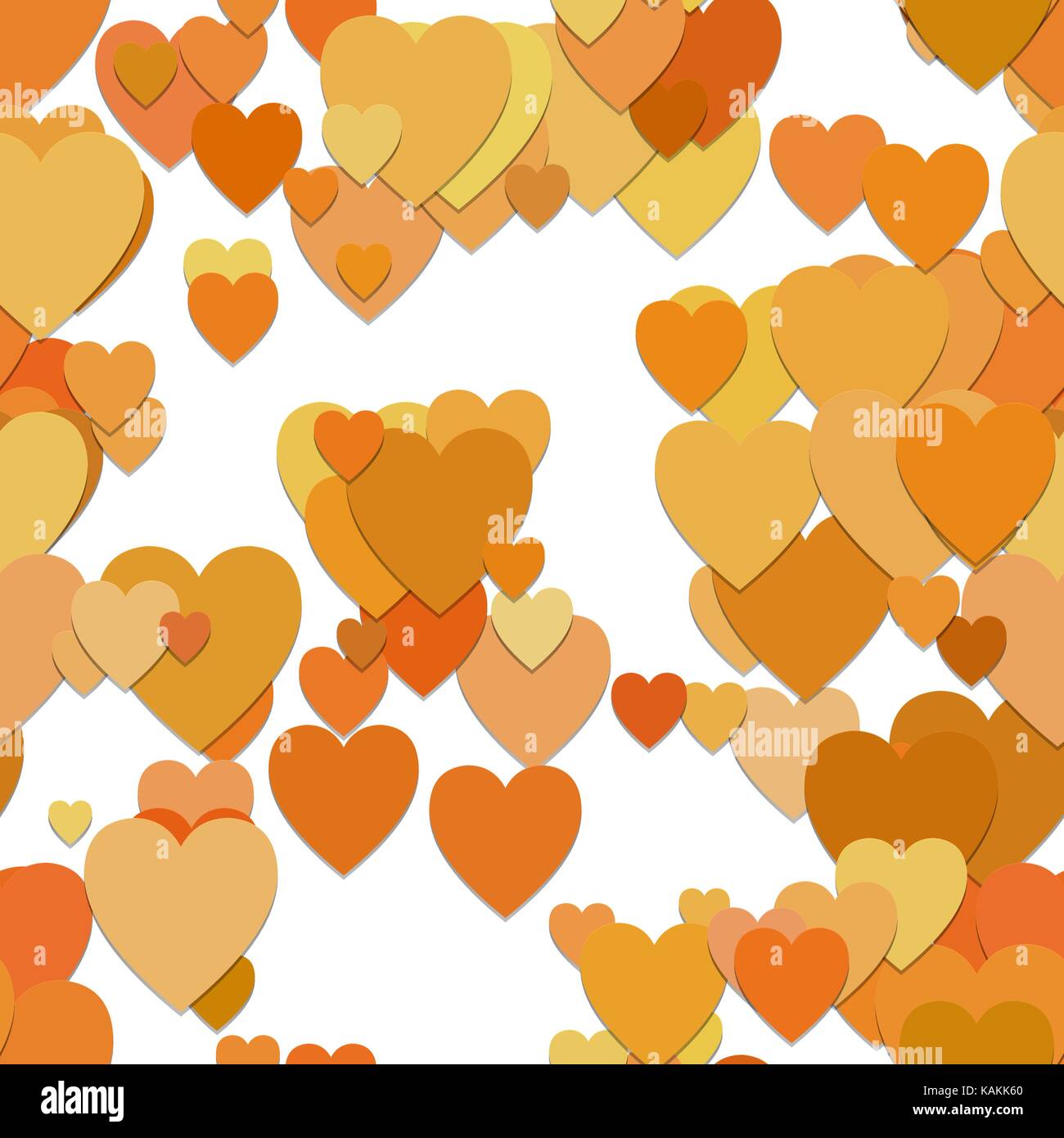 Seamless heart background pattern - vector graphic from hearts in orange tones Stock Vector
