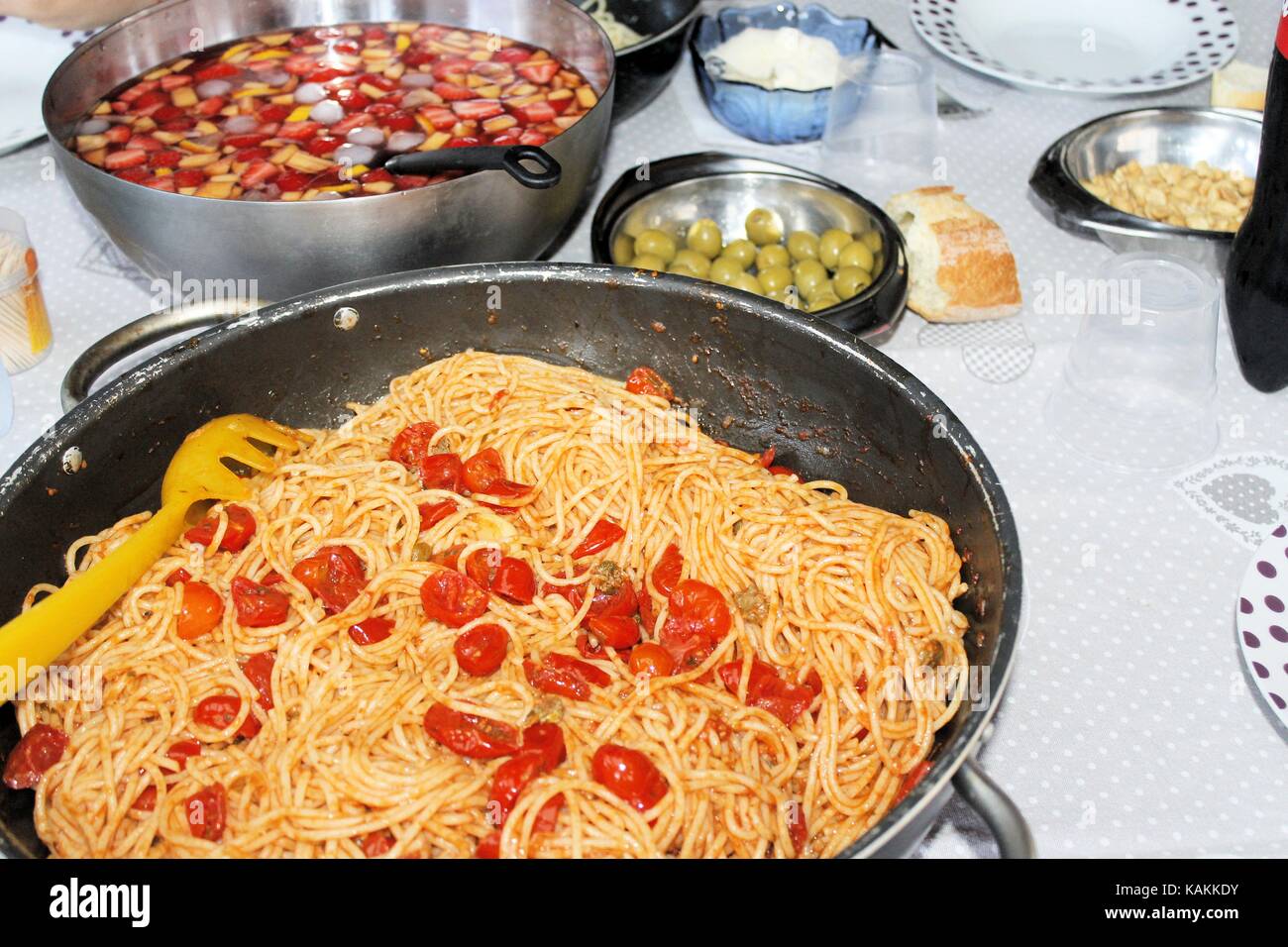 Italian pasta called spaghetti with fresh tomato sauce Stock Photo Alamy