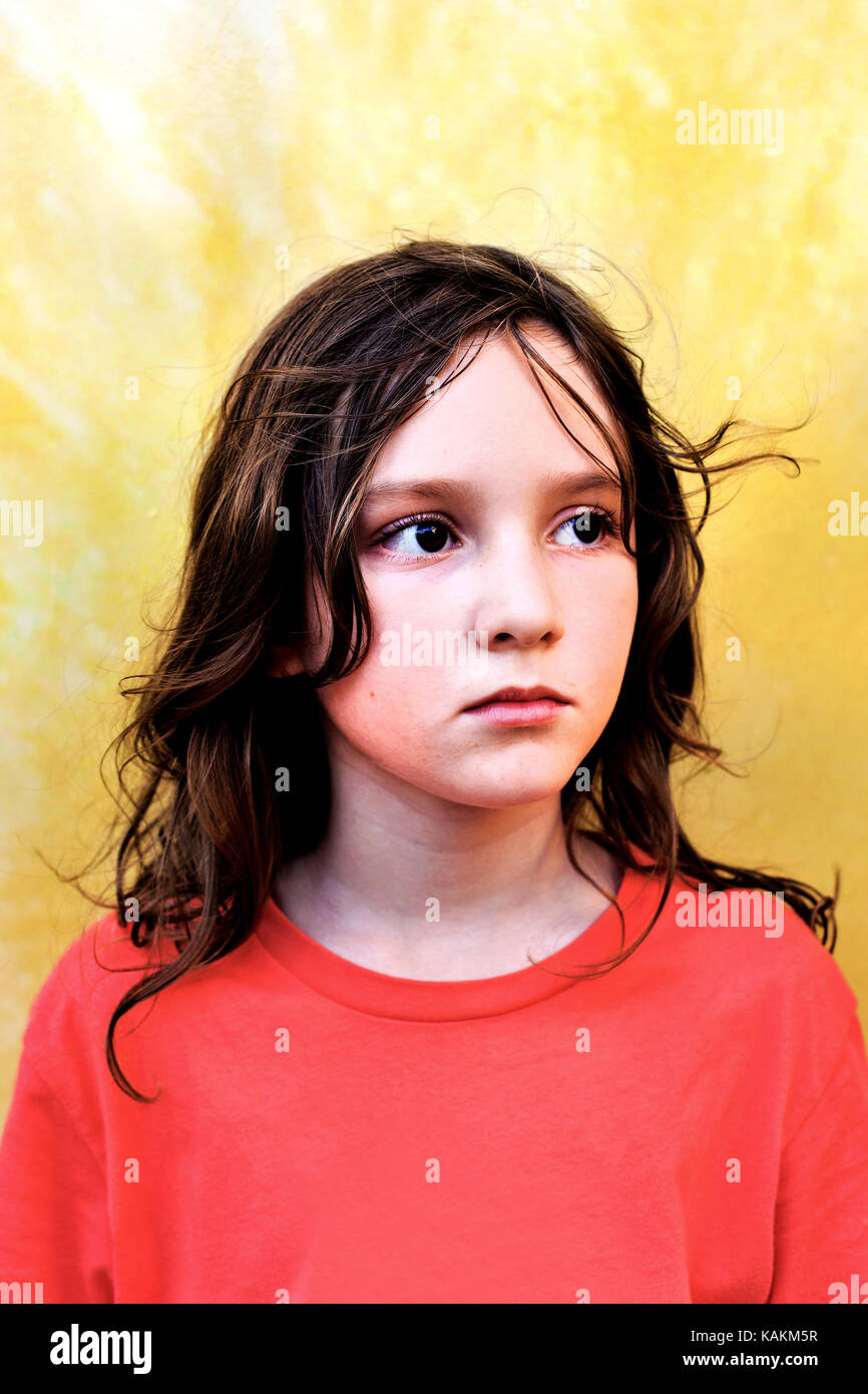 Beautiful Half Spanish English Boy With Long Hair Barcelona Spain Stock Photo Alamy