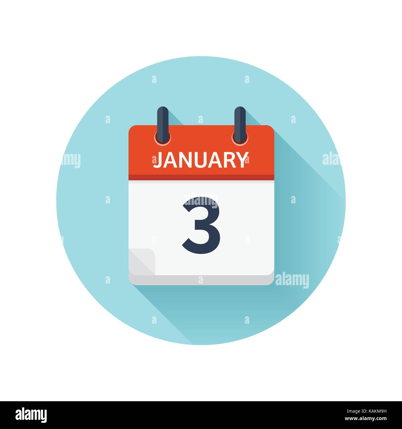 January 3. Vector flat daily calendar icon. Date and time, day, month ...