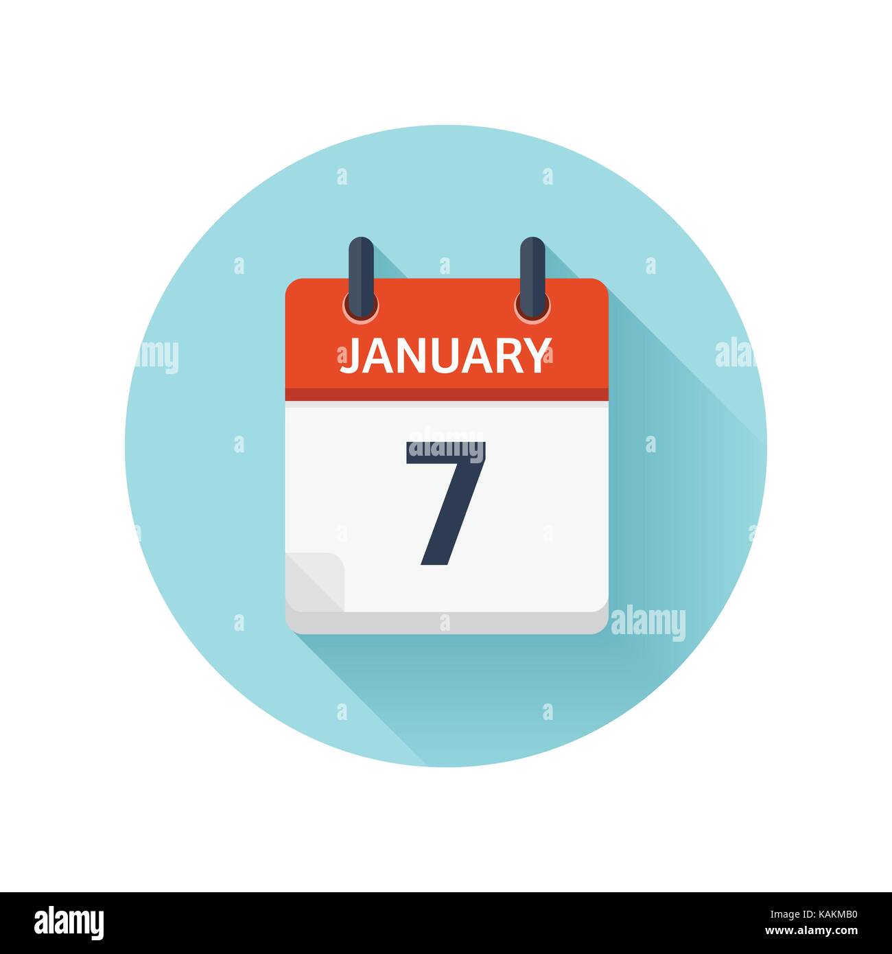 January 7. Vector flat daily calendar icon. Date and time, day, month ...