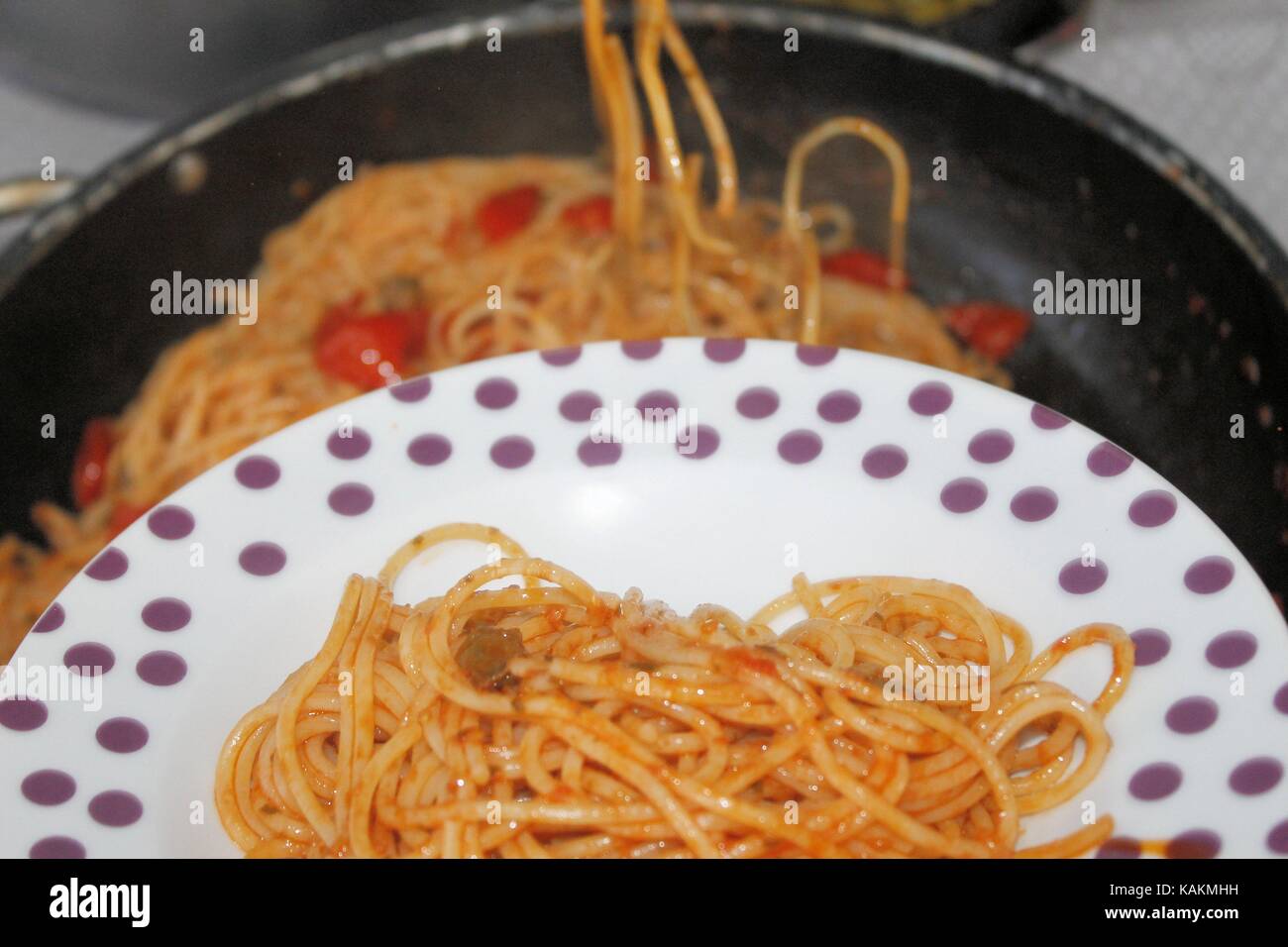 Italian pasta called spaghetti with fresh tomato sauce Stock Photo Alamy