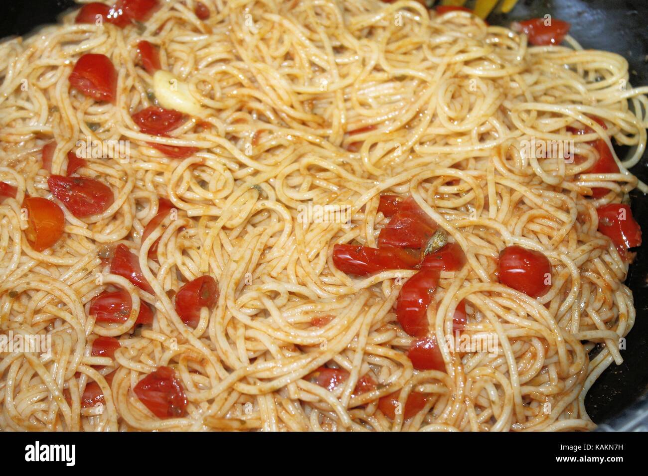 Italian pasta called spaghetti with fresh tomato sauce Stock Photo Alamy