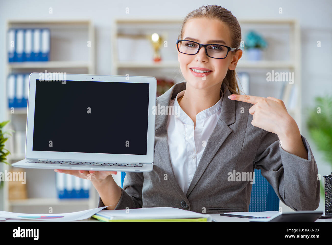 Young businesswoman accountant working in the office Stock Photo - Alamy